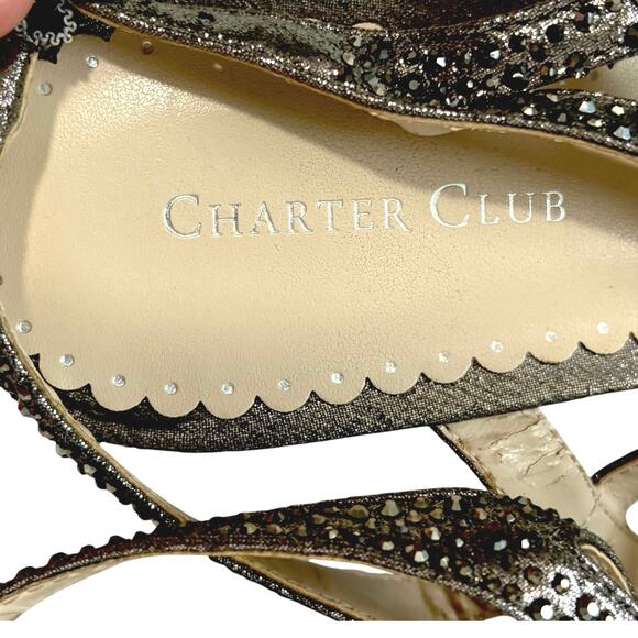 Charter Club Sparkly Silver Wedge Sandals - Size 9M Heels - Excellent Condition - Picture 8 of 9